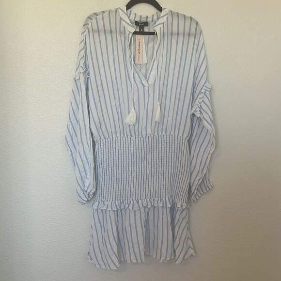 Aqua Womens Striped Smocked Party Mini Dress NEW NWT - Picture 3 of 8